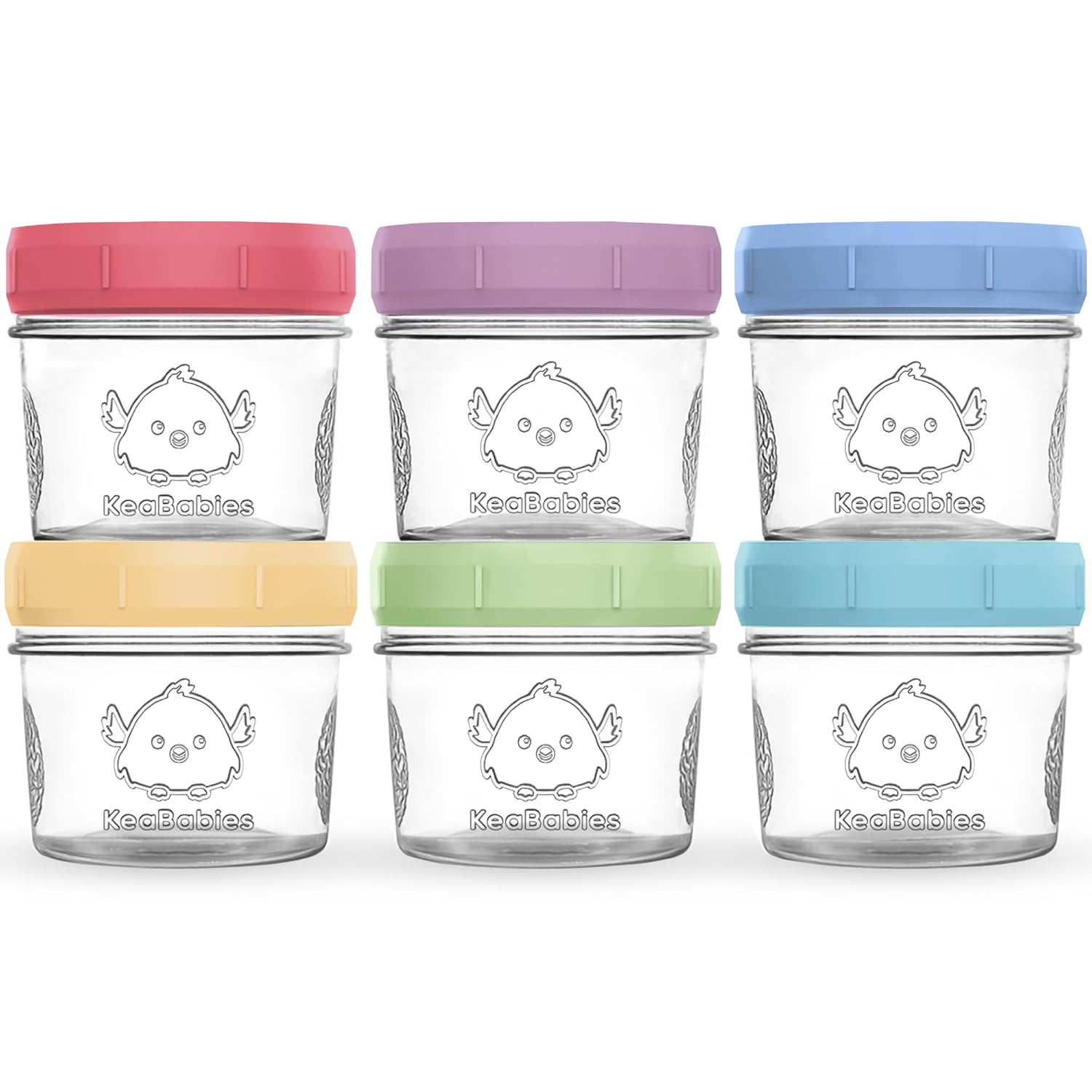 Keababies Glass Baby Food Containers With Lids Leak Proof - Pack of 6 (4oz, Nord)