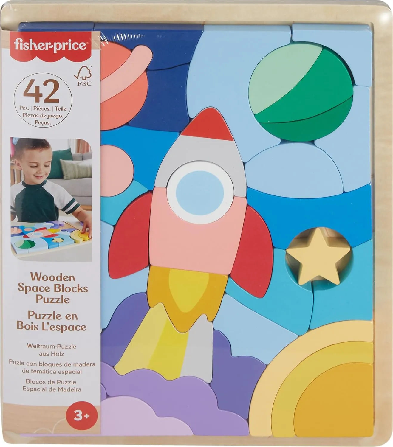 Fisher Price Wooden Space Puzzle Blocks
