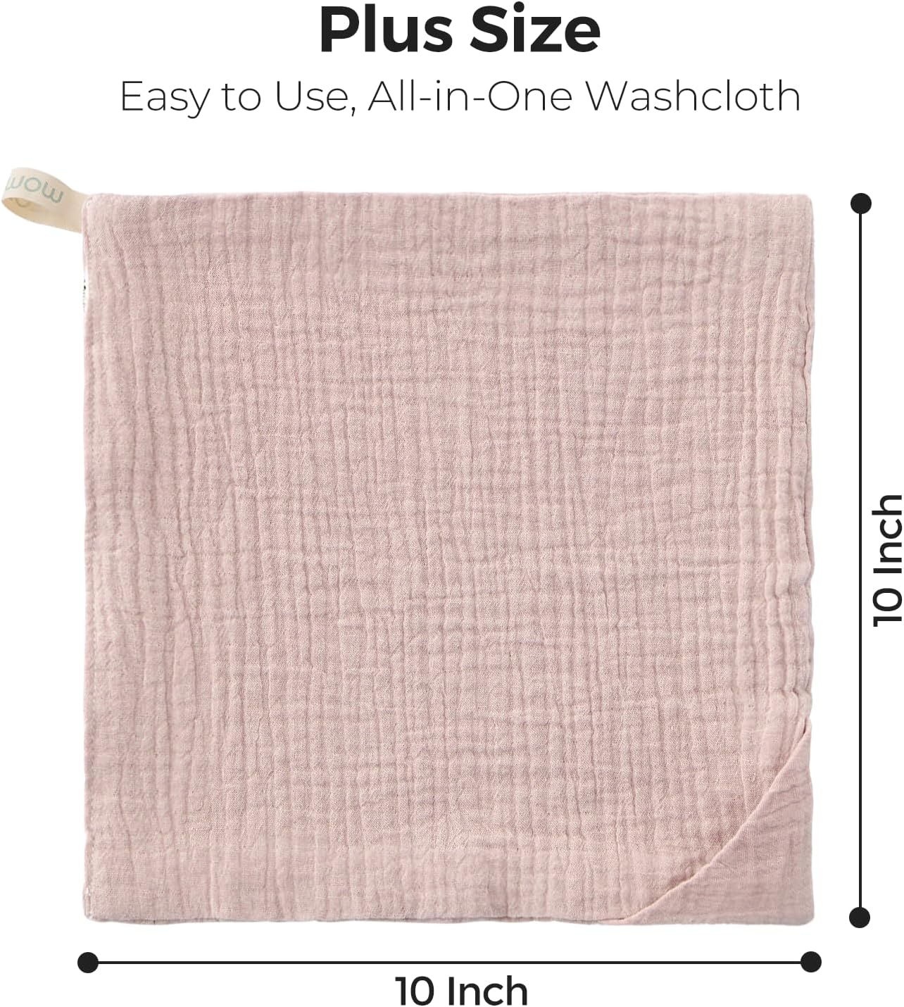 Momcozy Baby Washcloths 4 Layer Design Cotton for Newborns (Beige & Pink)