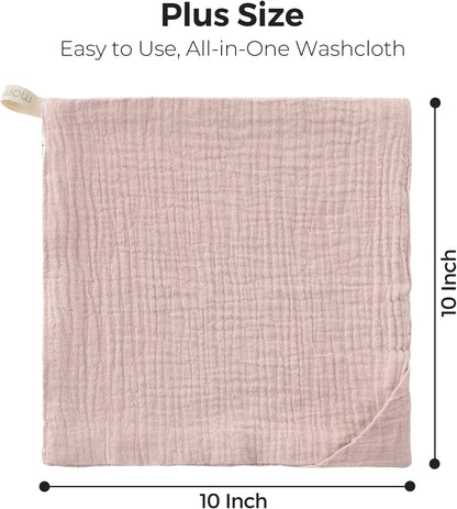 Momcozy Baby Washcloths 4 Layer Design Cotton for Newborns (Beige & Pink)