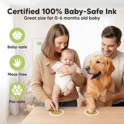 KeaBabies 2-Pack Round Inkless Baby Hand & Footprint Kit – Gold
