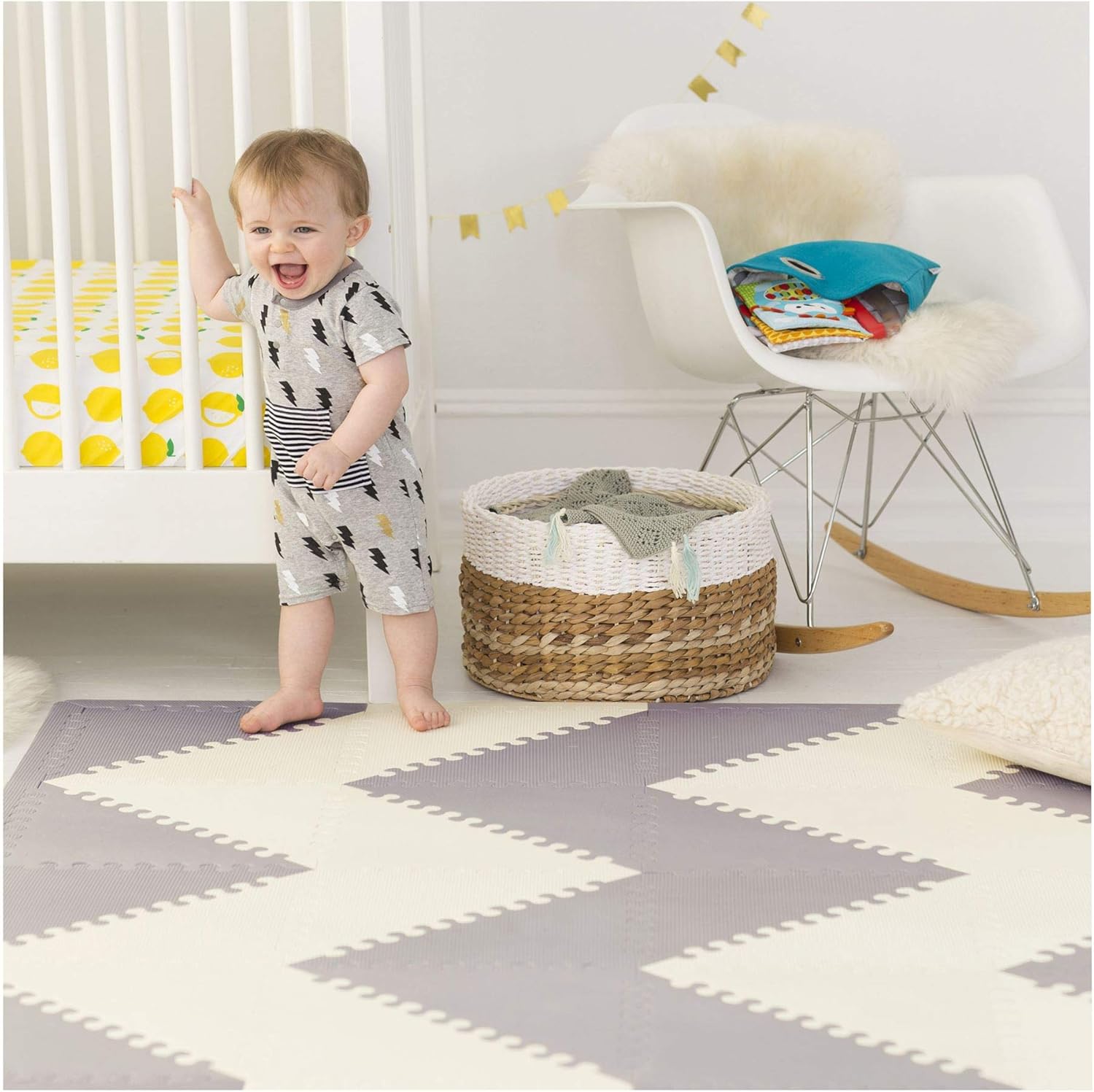 Skip Hop Playspot Floor Geo Tiles (Grey & Cream)