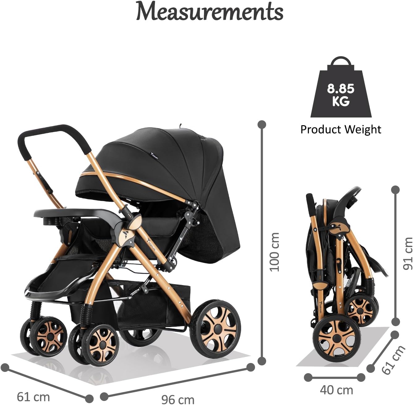 Teknum Reversible Trip 2 Stroller (Black)
