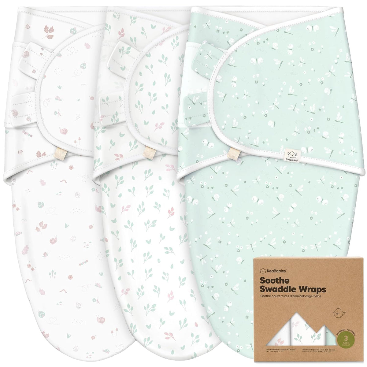 Keababies Soothe Swaddle Wrap (Garden) - Pack of 3