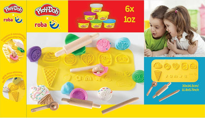 Play-Doh - Kids Starter Set – 3D Creative Mat, FSC Wooden Tools, 6 Kneading Cans