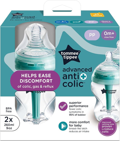 Tommee Tippee Advanced Anti Colic Bottle Slow Flow (260ml) - Pack of 2
