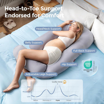 Momcozy Dreamline U Pro Pregnancy Pillow (Grey)