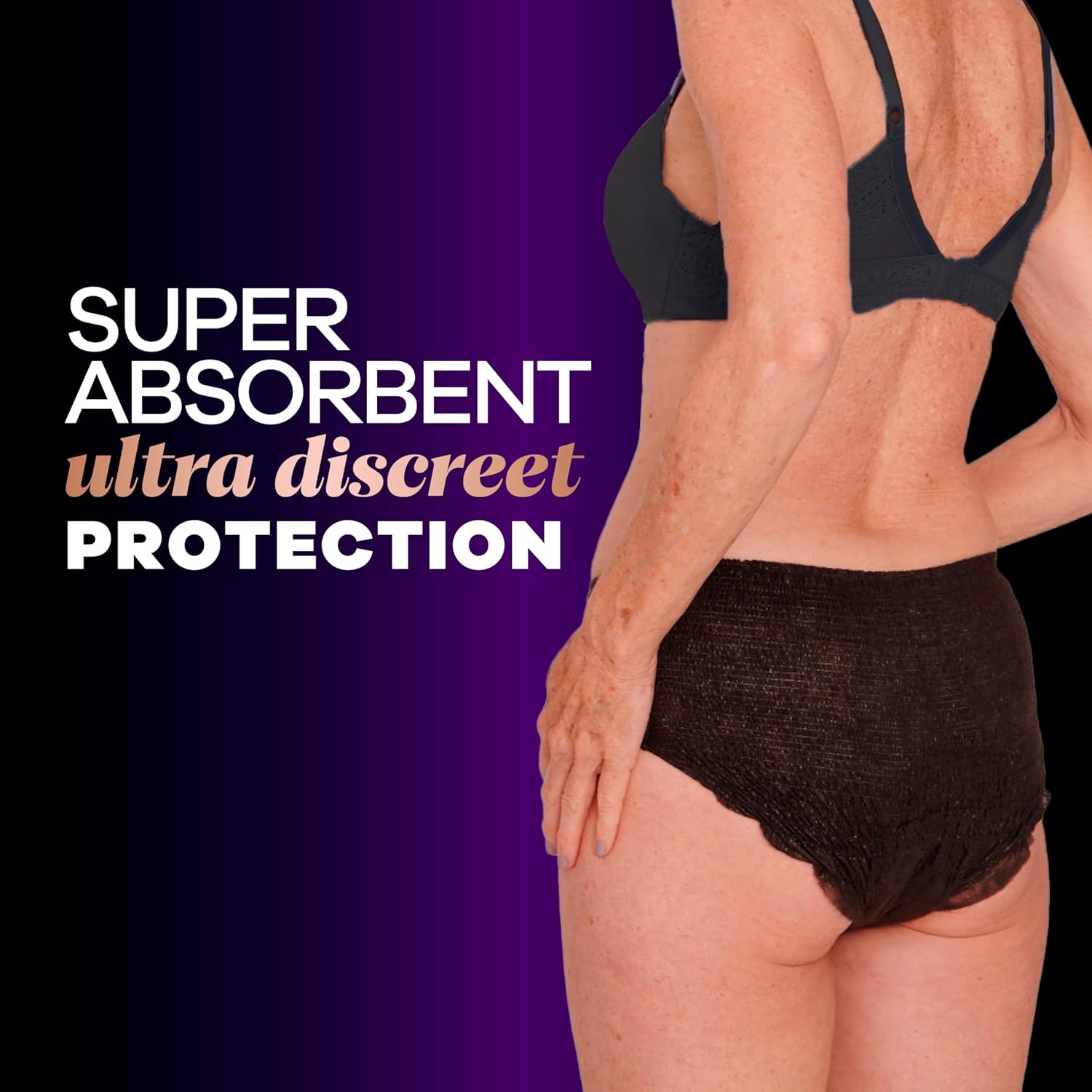 Always Discreet Boutique Incontinence and Postpartum Underwear for Women, Maximum Protection, XL, Black, 16pcs