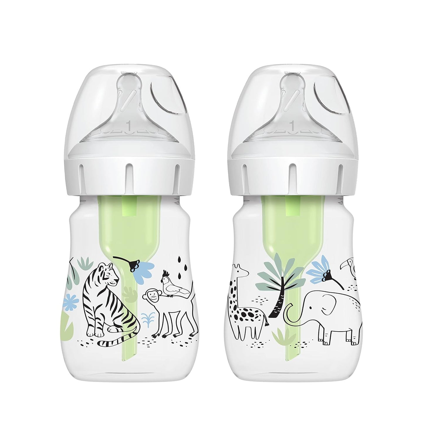 Dr. Brown's Wide Neck Anti Colic Options+ Baby Bottle (150ml, Jungle) - Pack of 2