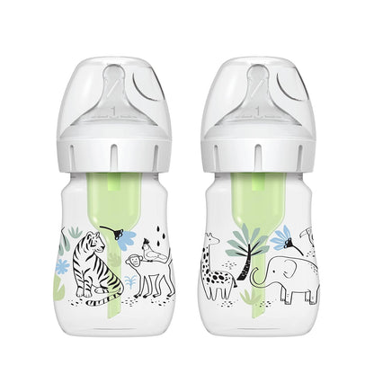 Dr. Brown's Wide Neck Anti Colic Options+ Baby Bottle (150ml, Jungle) - Pack of 2