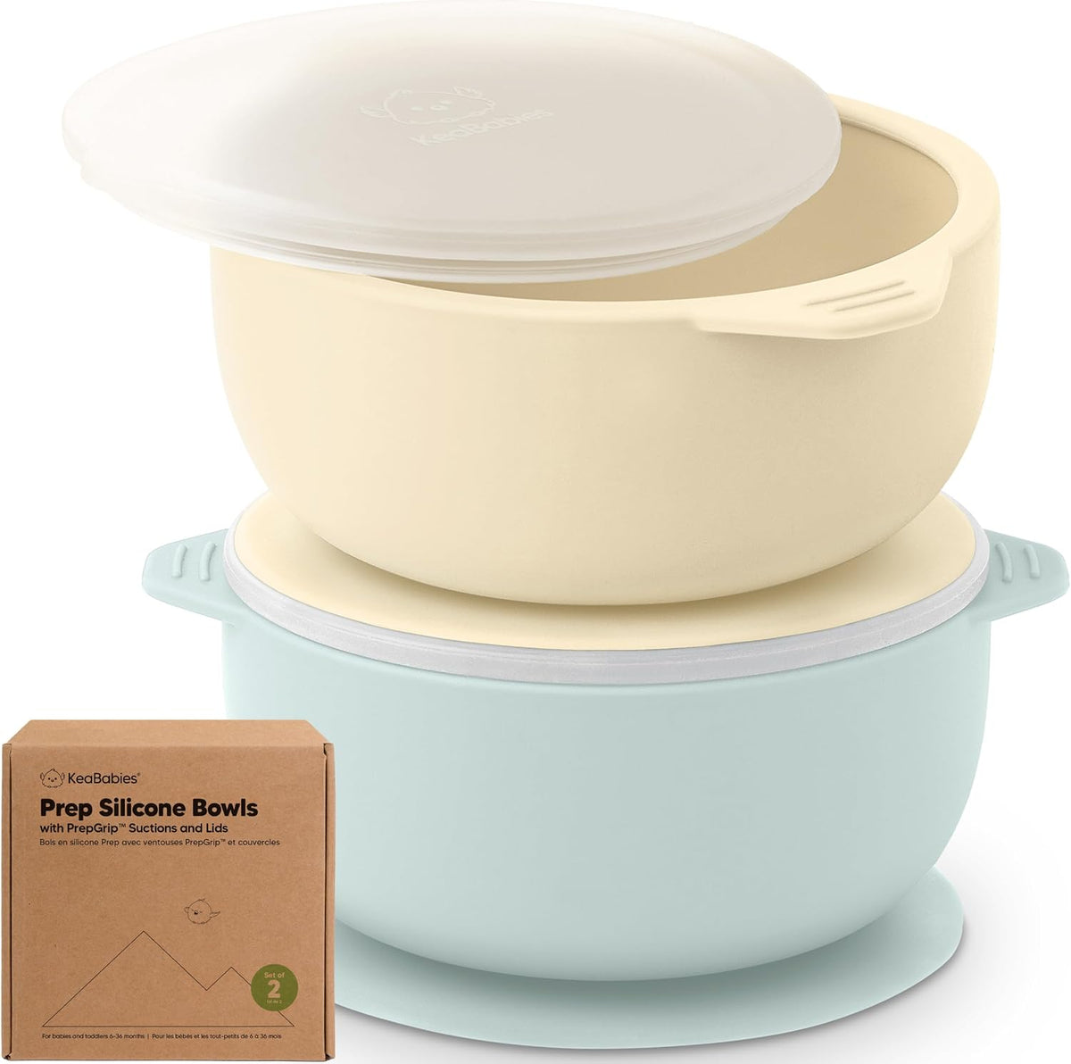 Keababies Prep Silicone Suction Bowls (Pastel Sky) - Pack of 2