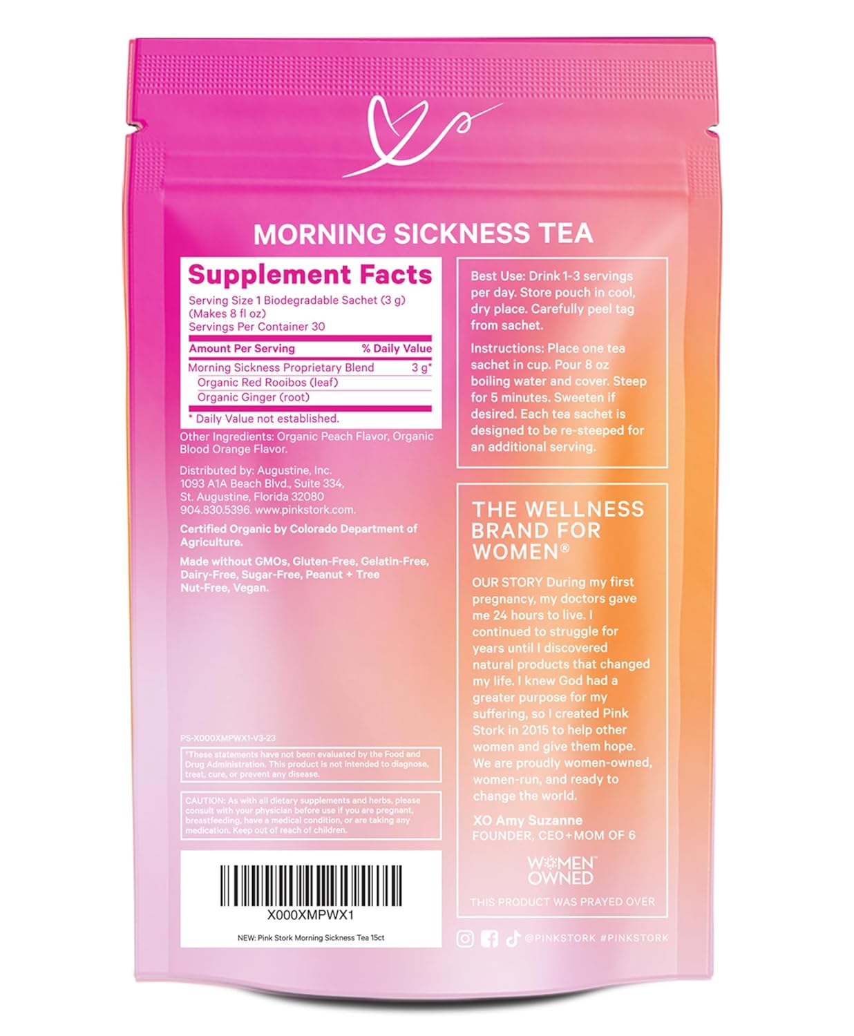 Pink Stork Organic Morning Sickness Pregnancy Tea, 15pcs