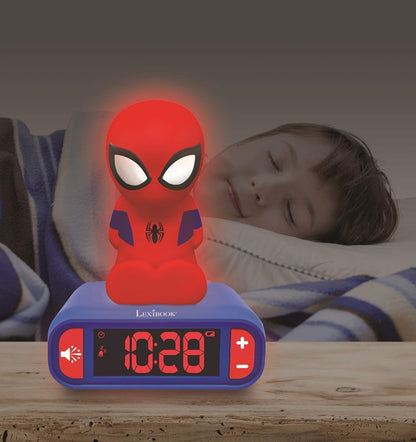 LEXiBOOK 3D Marvel Spider-Man Digital Alarm Clock with Night Light