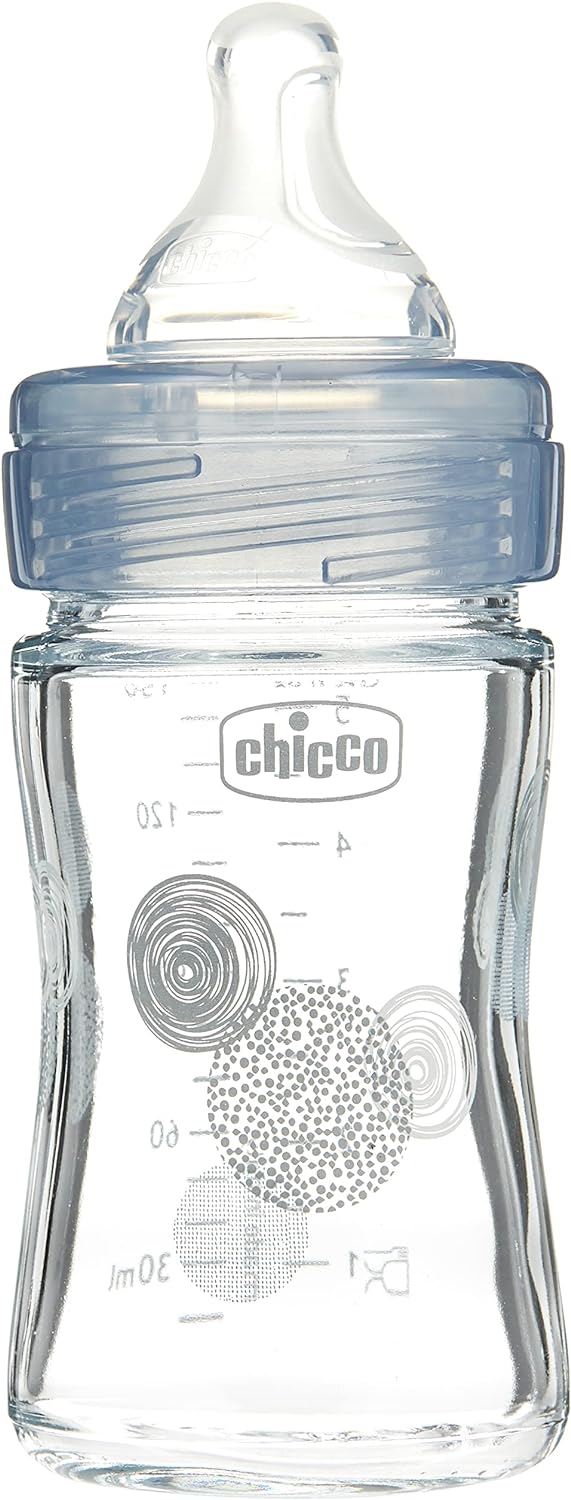 Chicco Baby Well Being Glass bottle Unisex - 150ML - Slow Flow - Silicone.