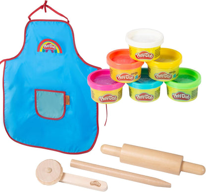 Play-Doh x roba Compact Play Set – FSC Wooden Tools, 6 Kneading Cans & Apron