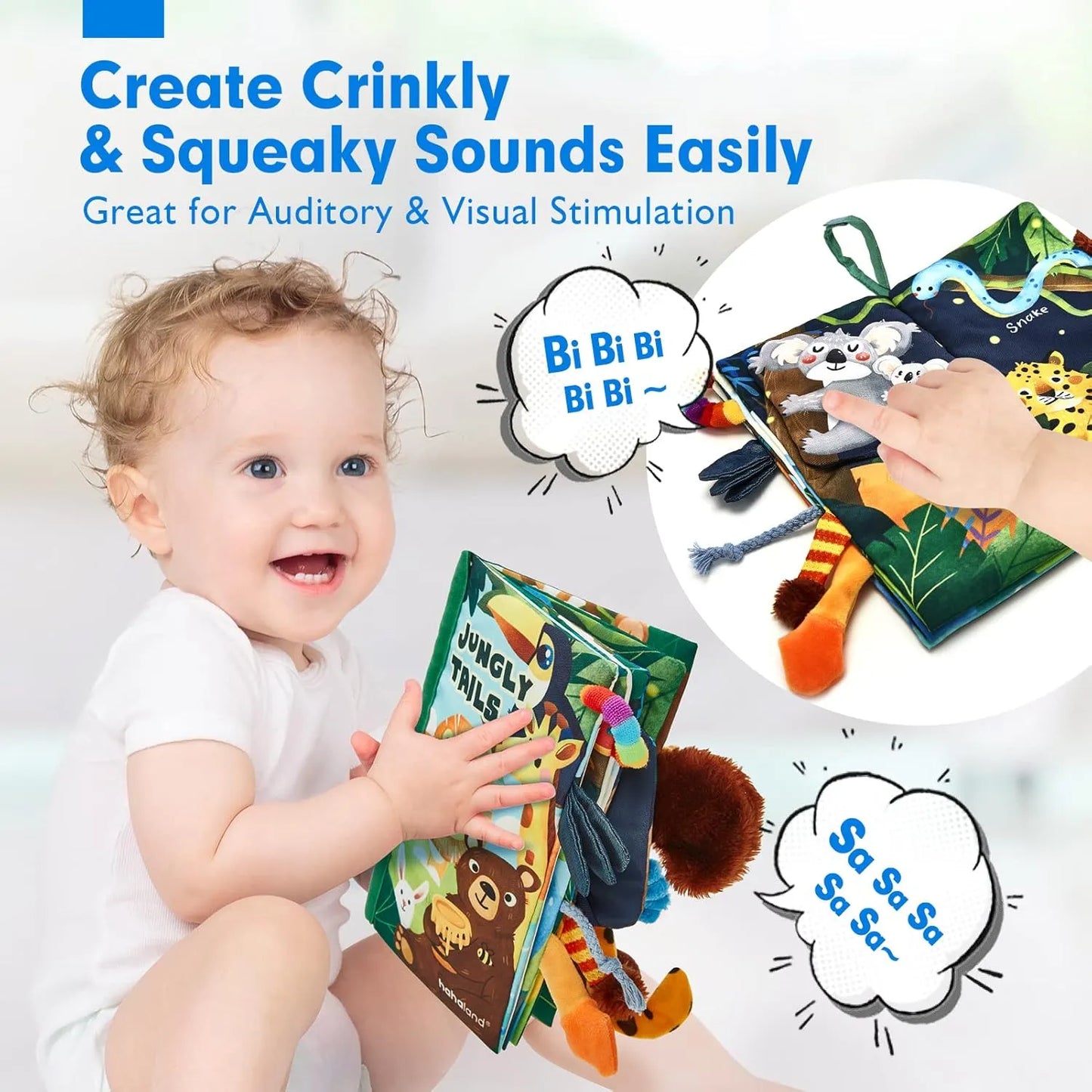 Hahaland Baby Books, Tummy Time Toy High Contrast Sensory Toys (0-6 Months)
