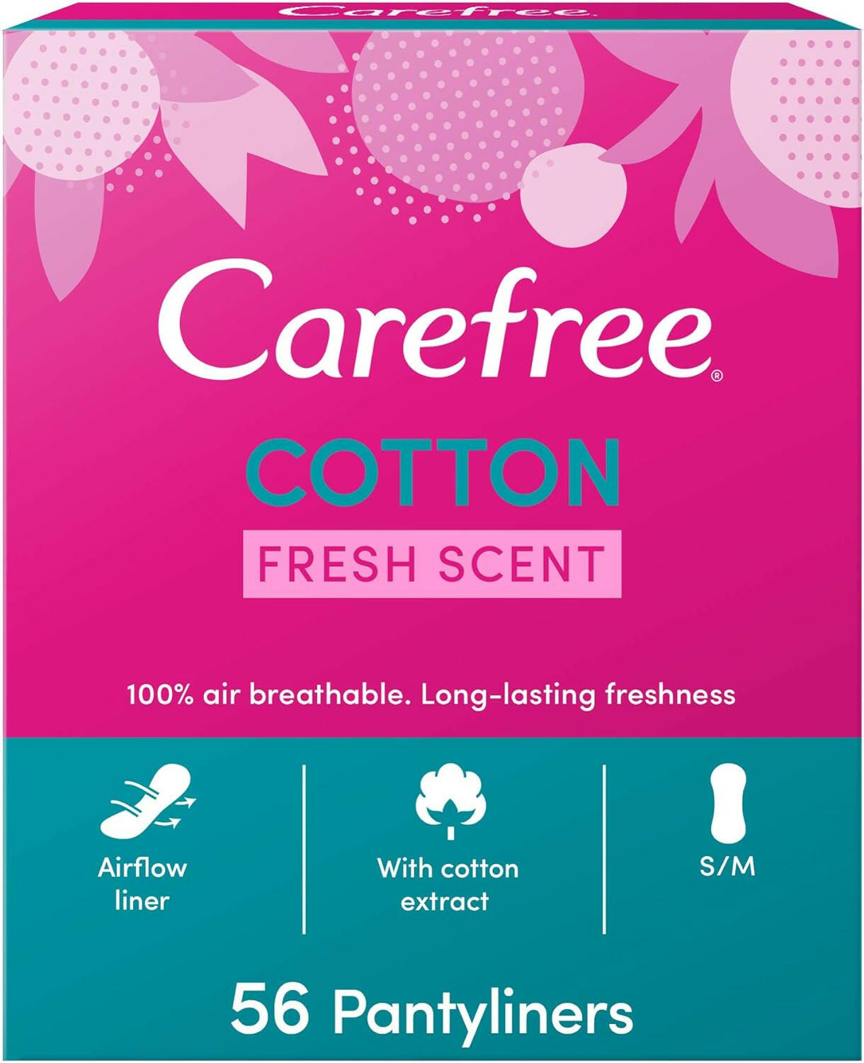 Carefree Cotton Feel Pantyliners, Fresh Scent, 56pcs