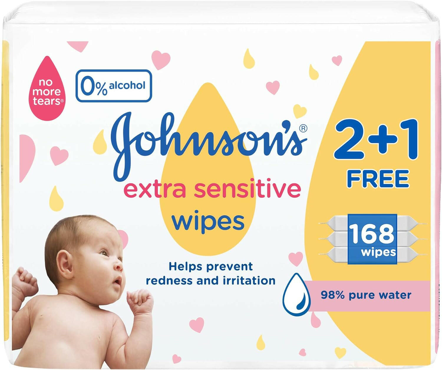 Johnson's Baby Wipes, Extra Sensitive, 98% Pure Water