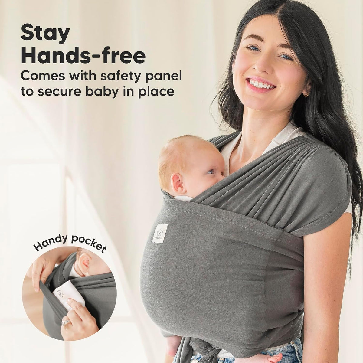 KeaBabies D-Lite Wrap Carrier – Stone Gray