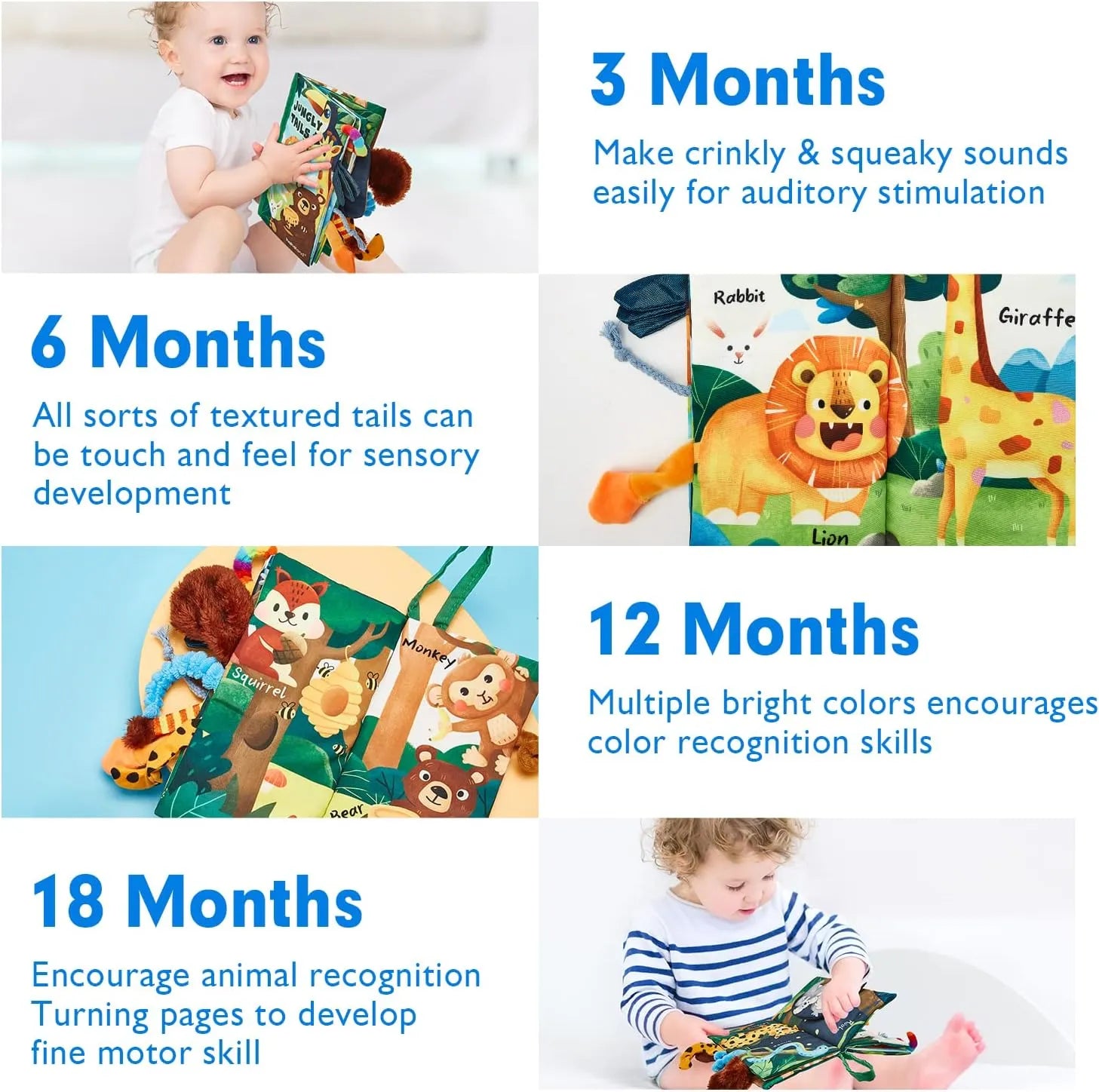 Hahaland Baby Books, Tummy Time Toy High Contrast Sensory Toys (0-6 Months)