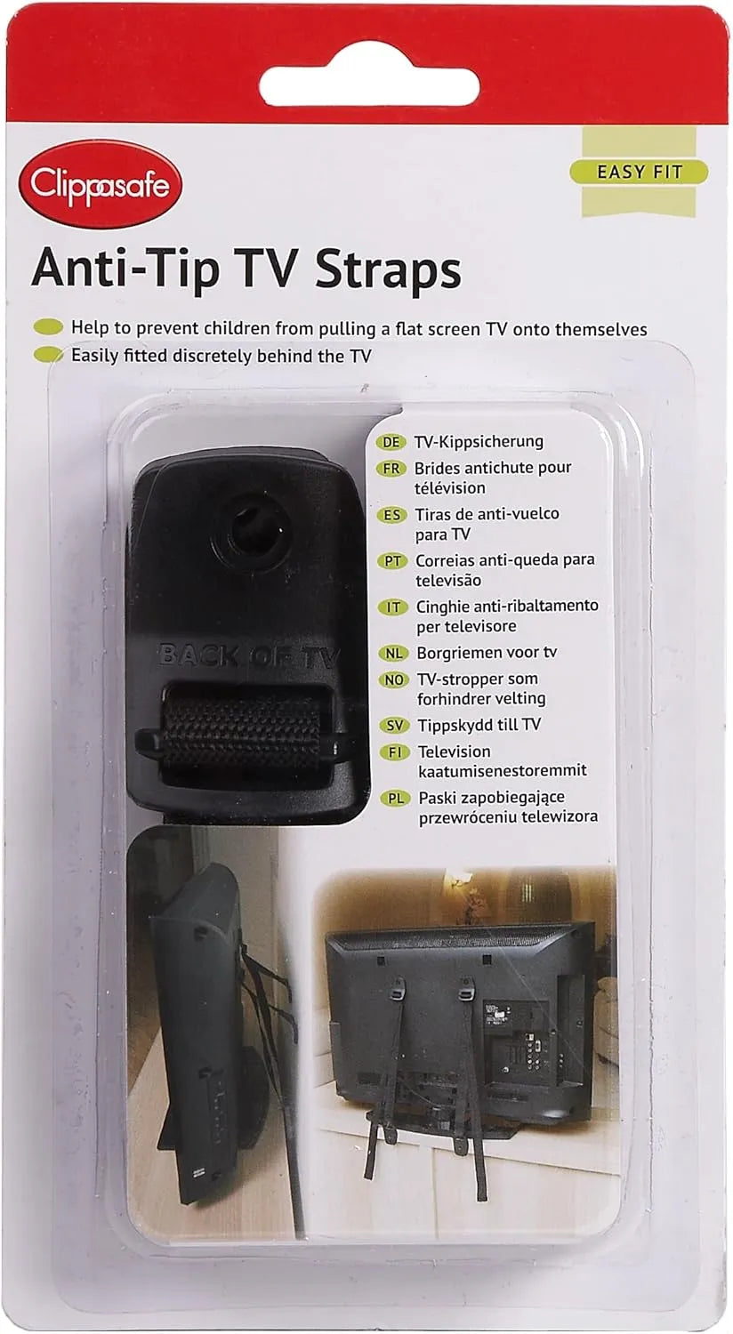 Clippasafe Anti-Tip TV Straps (Black)