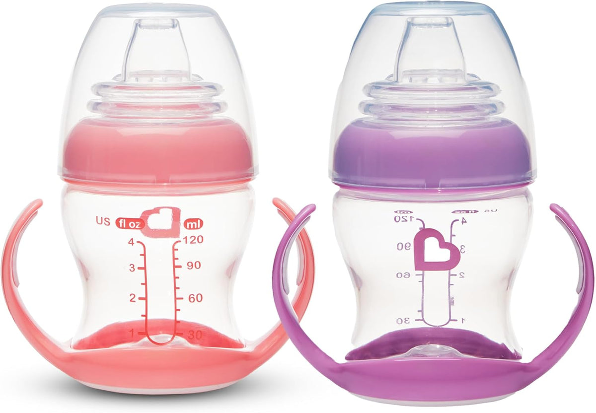 Munchkin Gentle Transition Clear Refreshed Design (Pink/Purple, 4oz) - Pack of 2