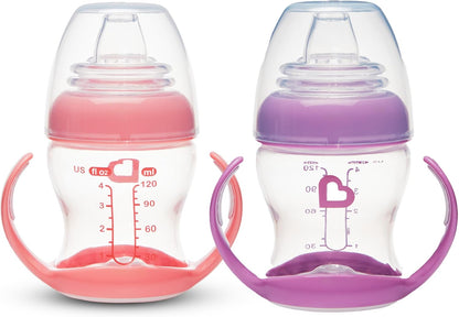 Munchkin Gentle Transition Clear Refreshed Design (Pink/Purple, 4oz) - Pack of 2