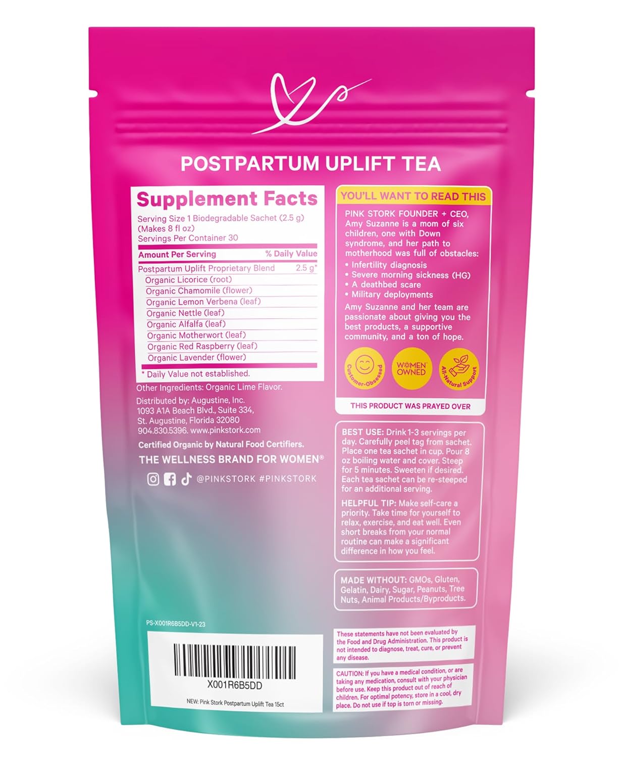 Pink Stork Postpartum Uplift Tea, 15 Sachets