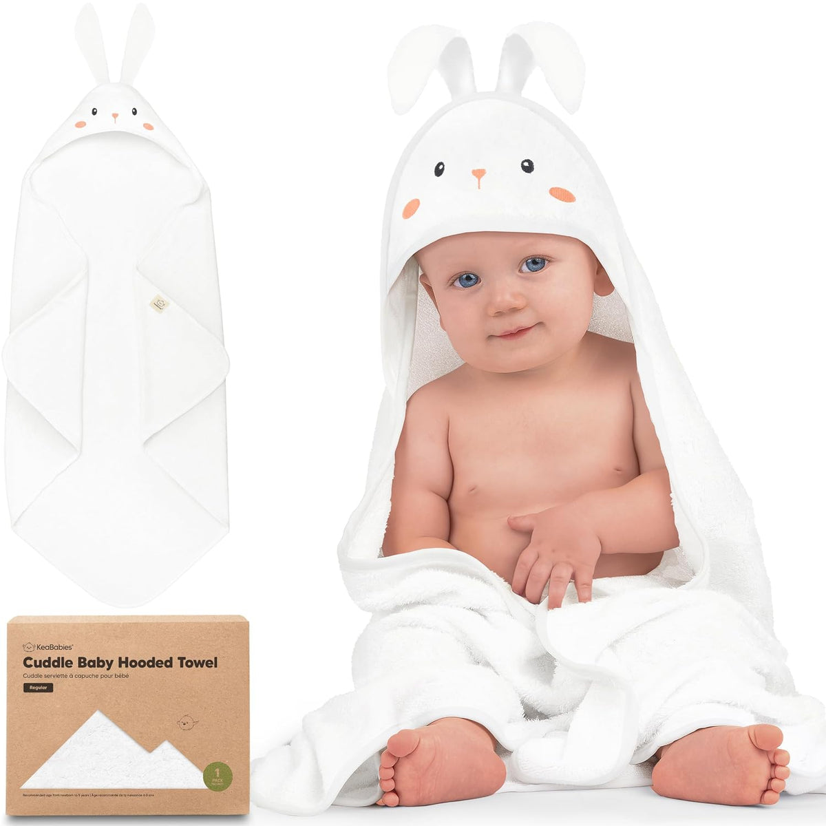 Keababies Cuddle Baby Hooded Towel (Bunny)