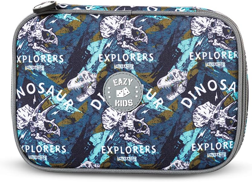 Eazy Kids Set of 3 Trolley Backpack With Lunch Bag & Pencil Case (T-Rex)
