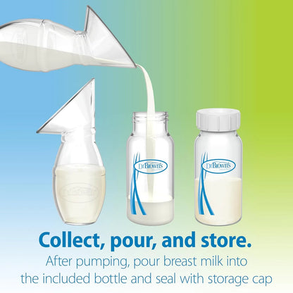 Dr. Brown's Silicone One-Piece Breast Pump, Hands-Free Breast Milk Collector with Anti-Colic Options+ Baby Bottle