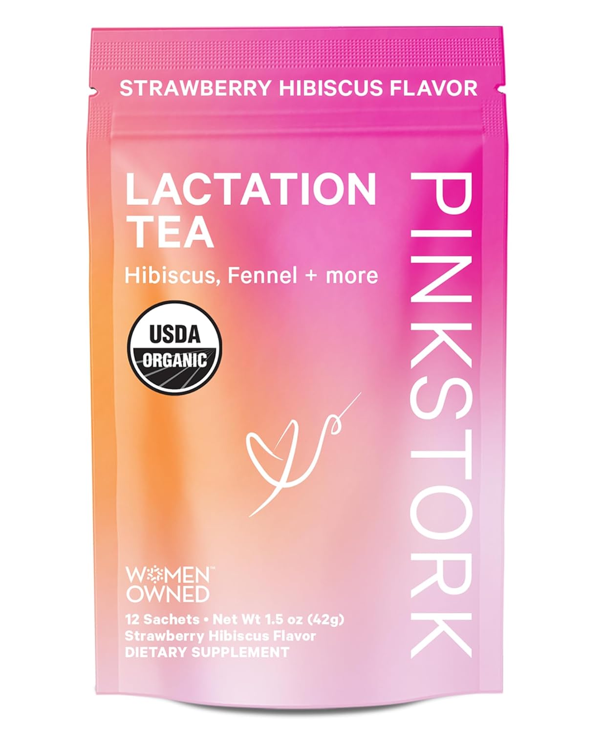 Pink Stork Organic Lactation Tea for Breast Milk Supply and Flow, 12 Sachets