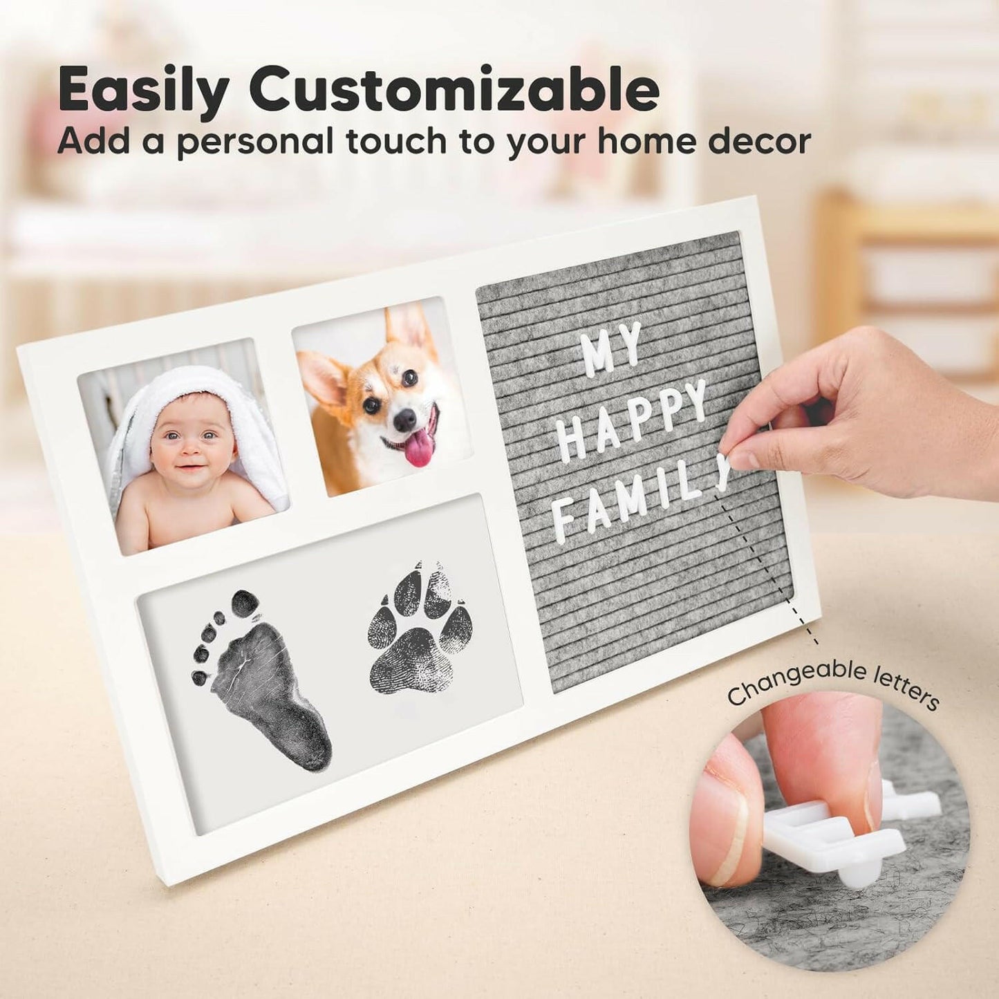 Keababies Heartfelt Inkless Frame with Letterboard (Alpine White)