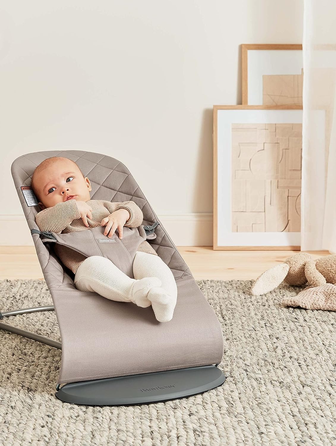 BabyBjorn Bouncer Bliss, Woven, Classic quilt, Sand Grey