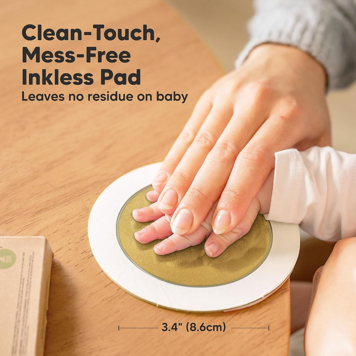 KeaBabies 2-Pack Round Inkless Baby Hand & Footprint Kit – Gold