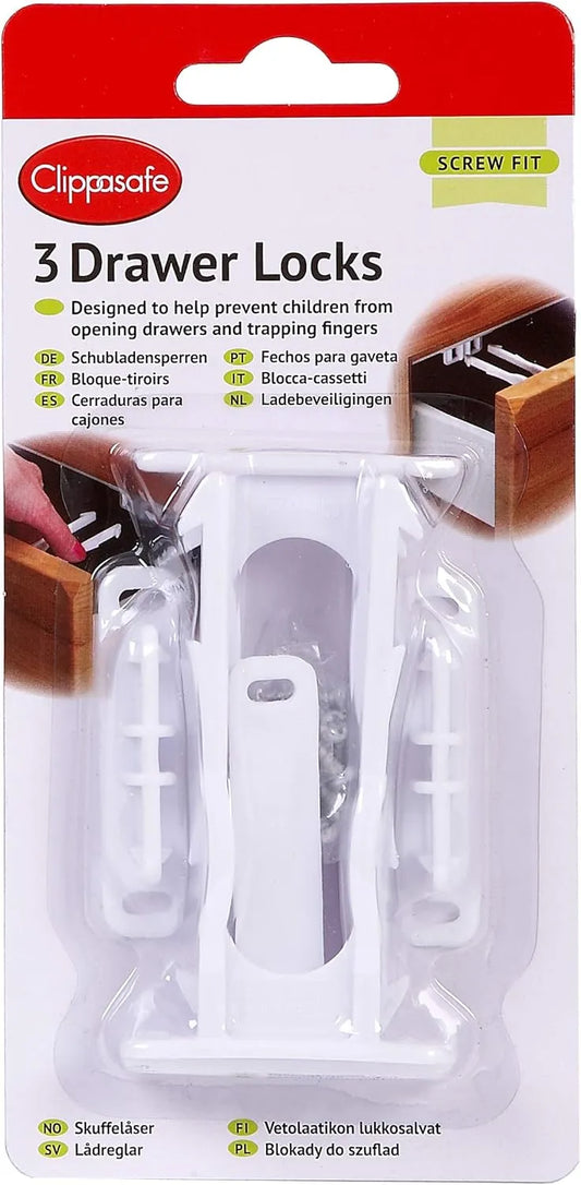 Clippasafe Drawer Locks - Pack of 3 (White)