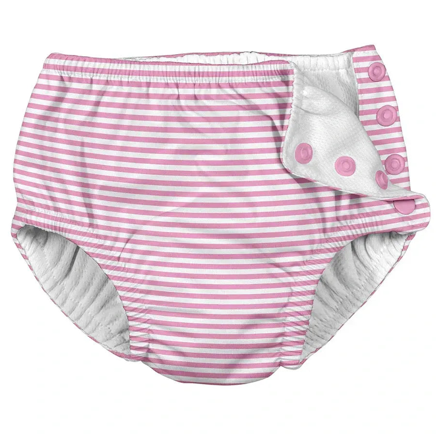 Green Sprouts Snap Reusable Absorbent Swimsuit Diaper (Light Pink Pinstripe)