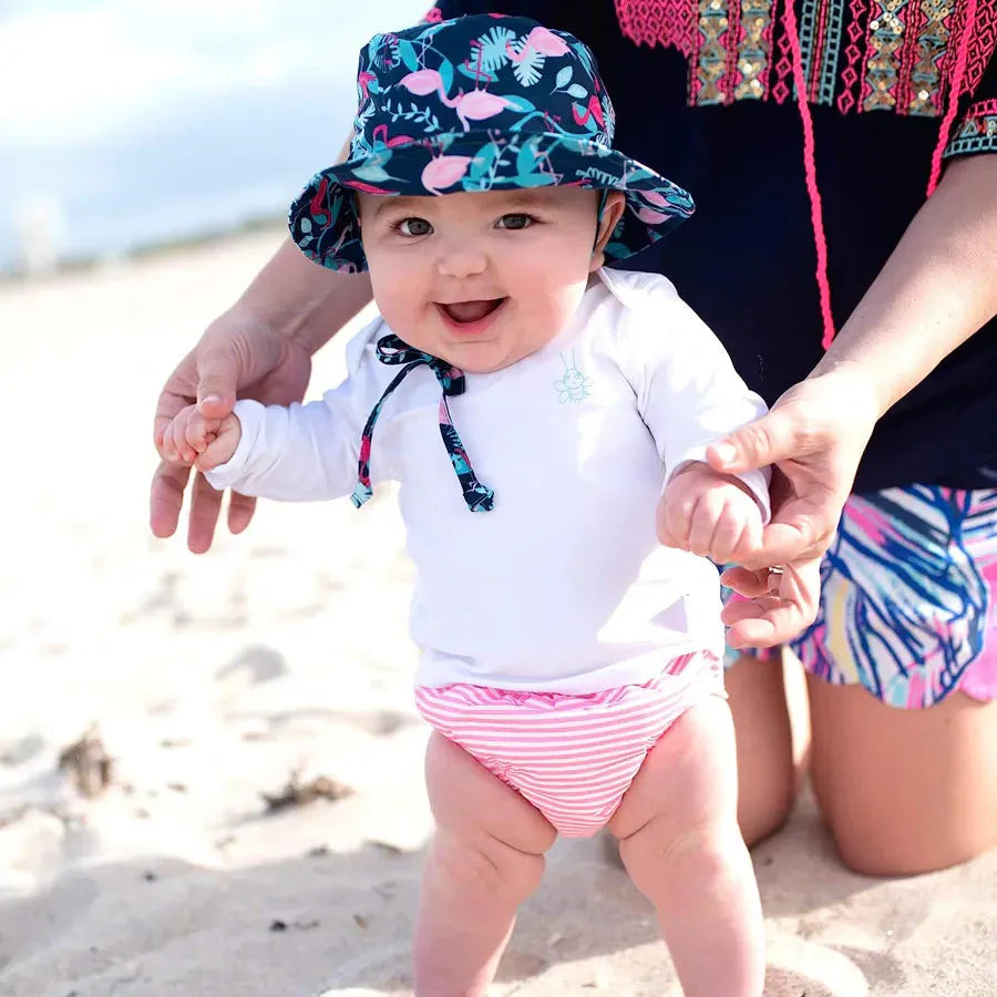 Green Sprouts Snap Reusable Absorbent Swimsuit Diaper (Light Pink Pinstripe)