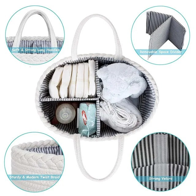 Little Story Cotton Rope Diaper Caddy – Ivory