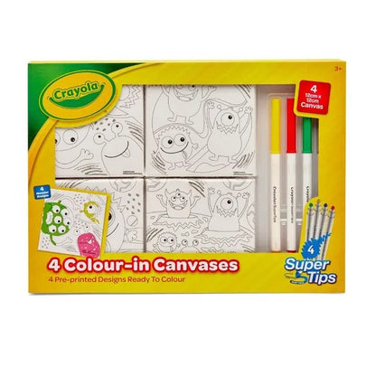 Crayola 4pk Mini Canvases - Monsters with 4 Crayola super tips