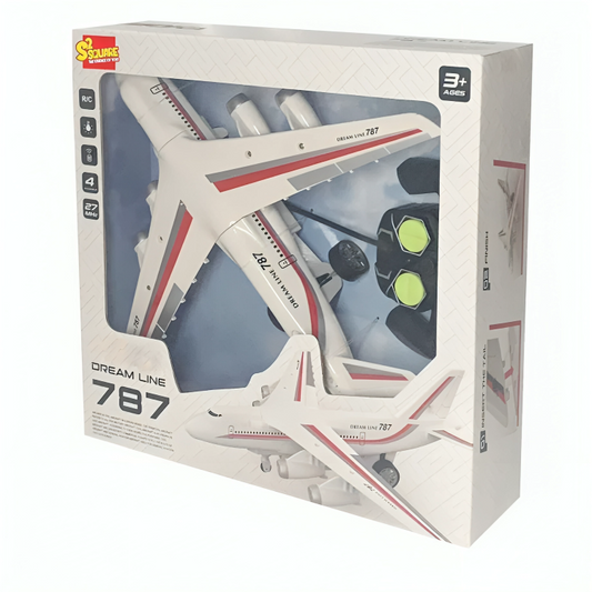 طائرة بتحكم عن بُعد 2.4 غيغاهرتز بمقياس 1:18، مع شحن عبر منفذ USB، بطارية ليثيوم-أيون 3.7 فولت وجهاز تحكم
