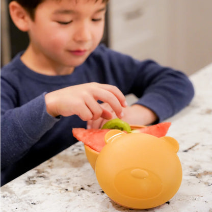 Melii Silicone Bowl With Lid Brown Bear (350ml)