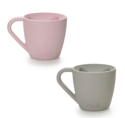 Melii Silicone Bear Mug (Pink & Grey) - Pack of 2