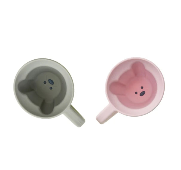 Melii Silicone Bear Mug (Pink & Grey) - Pack of 2