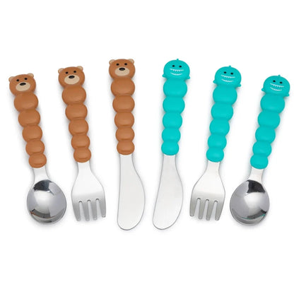 Melii Utensil Set Brown Bear & Blue Shark (6 Pcs)
