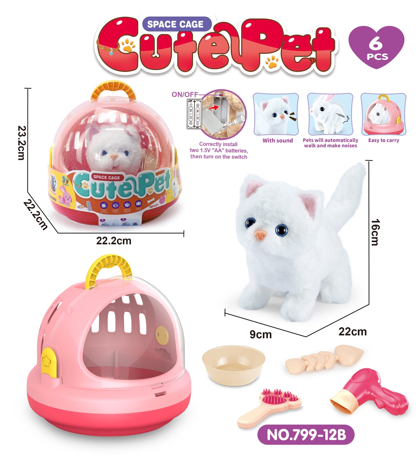 Cute Pet Cat White Space Cage