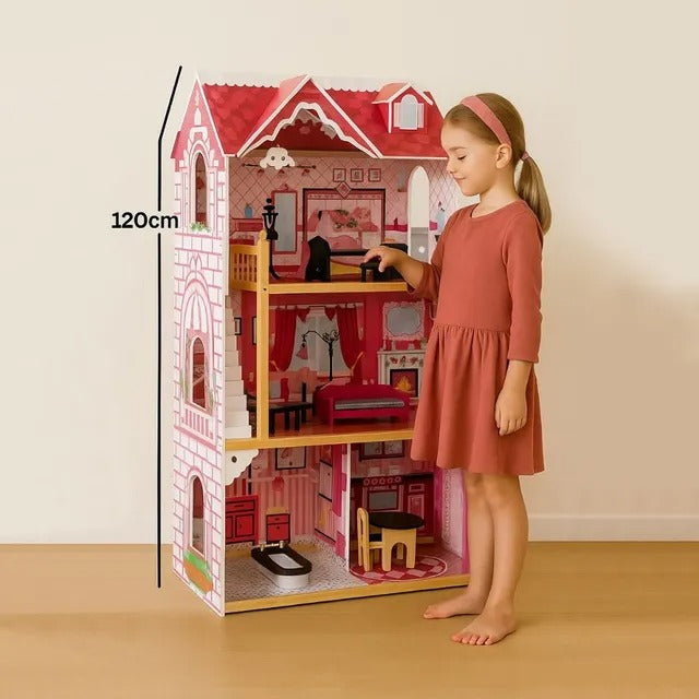 Little Story Wooden Dollhouse Triple Floor Extra Large – Pink