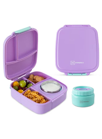 Hydrobrew Mega Flex Bento Lunch Box (1864ml) Leakproof Lunch Container With Integrated (250ml) l Insulated Food Jar