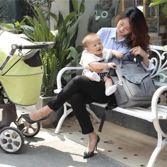 Teknum Double Stroller Combo with Diaper Backpack – Dark Grey