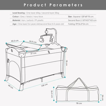 Teknum 4-in-1 Baby Co-Sleeper Bassinet & Playpen – Navy